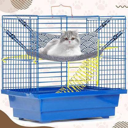Barydat 6 Pcs Reversible Cat Hammocks Bed 18.9 x 15 Inch Soft Breathable Pet Ferret Cage Double Sided Hanging Hammock with Adjustable Straps for Kitten Puppy or Small Pet (Plush)
