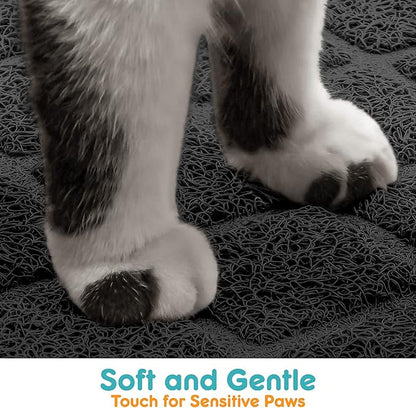 Conlun PVC Cat Litter Mat 24" x 15" Inch Black, Non-Slip, Less Waste Cat Litter Box Mat, Soft on Kitty’s Paws, Urine Waterproof