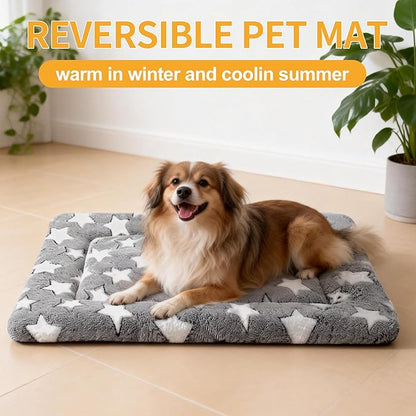 Dog Bed Mat, Reversible Crate Pads for Small/Medium/Large Dogs & Cats Sleeping, Portable & Soft, Dog Beds Crate Pad (Grey, M(30"*20"*1.5"))