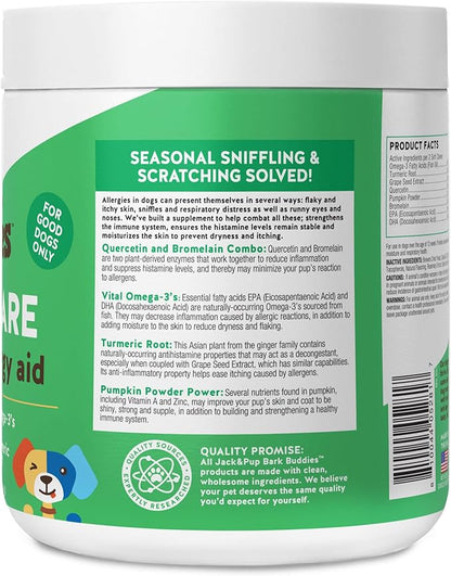 Jack&Pup Dog Allergy Chews - Bark Buddies Aller-Care Soft Chew Bites Itch Relief for Dogs & Allergy Support for Dogs - Dog Immune Supplement, Dog Skin Allergies Treatment and Anti Itch for Dogs 120ct