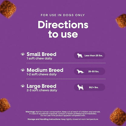 Multi Wellness Dog Multivitamin | Glucosamine, Chondroitin, Probiotics & Omega 3 for Joint Mobility, Digestive & Immune Support for Dogs| Beef Flavor Soft Chews, 90 Count