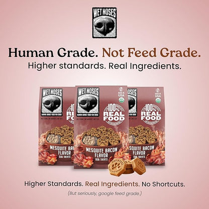 Wet Noses Organic Crunchy Dog Treats – All-Natural, Human-Grade, Non-GMO, Healthy Training & Delicious Snacks for Dogs, for All Dog Sizes & Breeds – Mesquite Bacon, 14oz (2 Pack)