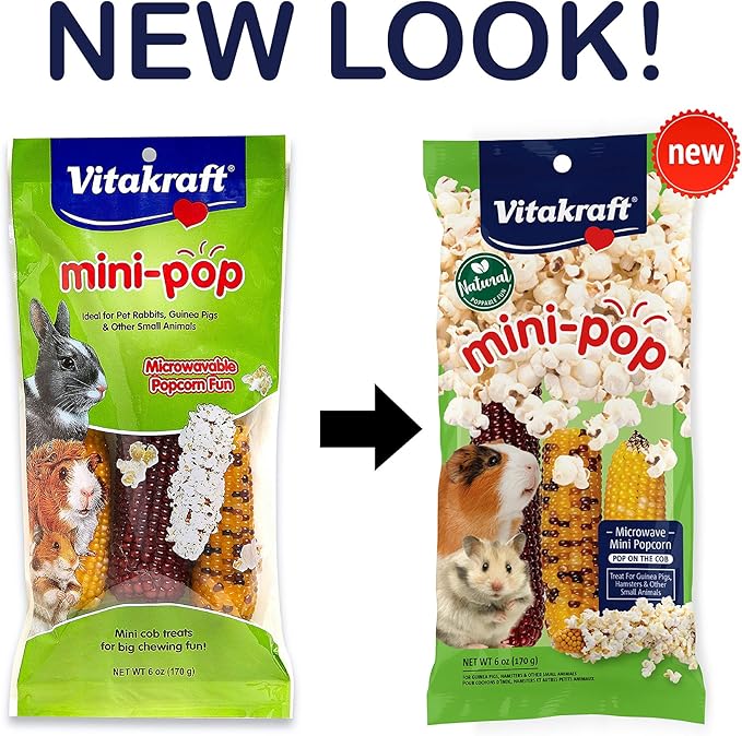 Vitakraft Mini Pops Treat for Small Animals - 100% Real Corn Cob - Supports Healthy Teeth - 6 oz (Pack of 2)