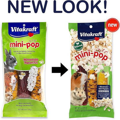 Vitakraft Mini Pops Treat for Small Animals - 100% Real Corn Cob - Supports Healthy Teeth - 6 oz (Pack of 2)