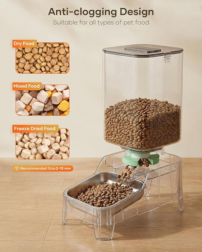 Automatic Cat Feeder with Camera - 7L/29 Cups Auto Dog Feeder with Large Food Tray & 1080P Night Vision, Elevated Bowl, 2-Way Audio, 10s Voice Recording, 5G WiFi Timed Cat Food Dispenser, 1-15 Meals