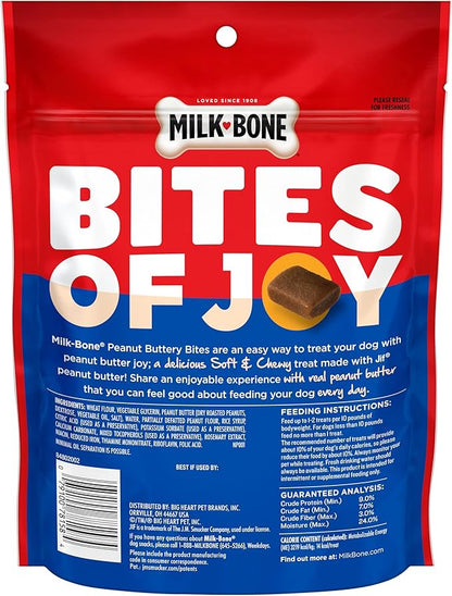 Milk-Bone Peanut Buttery Bites Soft Dog Treats with Jif Peanut Butter, 11.8-Oz. Bag