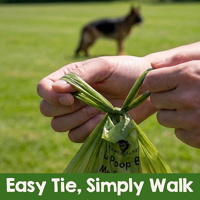 Greener Walker Poop Bags for Dog Waste-300 Bags,Extra Thick Strong 100% Leak Proof Biodegradable Dog Waste Bags(Green)