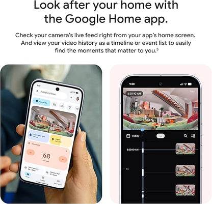 Google Nest Cam Indoor (Wired, 3rd Gen) - Security Camera with 2K Video and Gemini, Night Vision, 2-Way Audio, Works with Google Home - 2025 Model - Snow