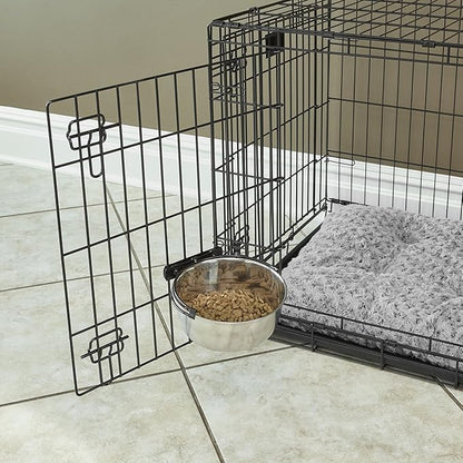 MidWest Homes for Pets Snap'y Fit Stainless Steel Food or Water Bowl, Holds 1 Quart, Mounts to Wire Crates, No-Tip Design, Rust-Resistant, for Dogs and Cats