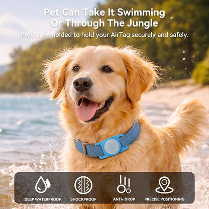 GOCII for Airtag Dog Collar Holder 2 Pack,Waterproof Dog Collar Holder for Apple AirTag(Gen 1 & 2),Silicone Air Tags Case for Dog Collars(Blue & Gray)