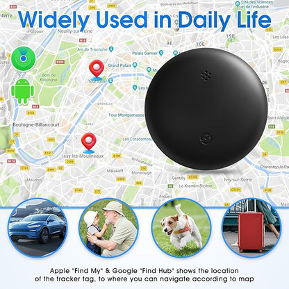 Mini GPS Tracker for Vehicles (Universally for Android & iOS), Hidden Car Location Tracker w/Magnetic Case, Item Finder for Google Find Hub & iOS Find My No Monthly Fees, Black