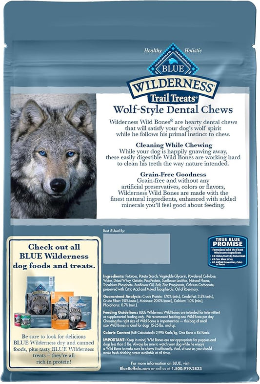 Blue Buffalo Wilderness Wild Bones Grain-Free Dental Chews Dog Treats, Small, 27-oz Bag