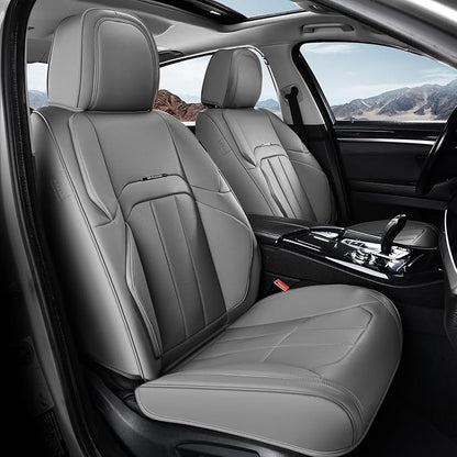 Coverado Seat Covers, Car Front Seat Covers with Backrest, Nappa Leather Car Seat Protectors,Waterproof &Breathable,Anti-Slip Automotive Seat Cushion, Universal Fit for Most Vehicles,2Pcs Black