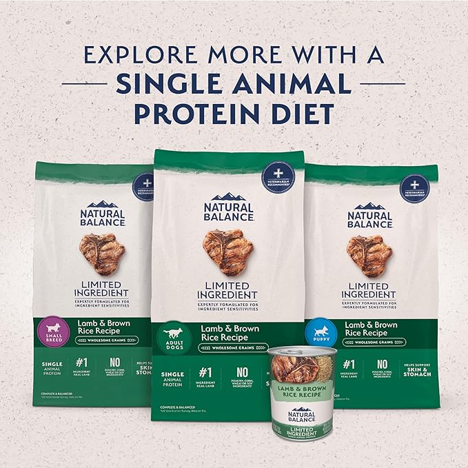 Natural Balance Limited Ingredient Adult Dry Dog Food with Healthy Grains, Lamb & Brown Rice Recipe, 12 Pound (Pack of 1)