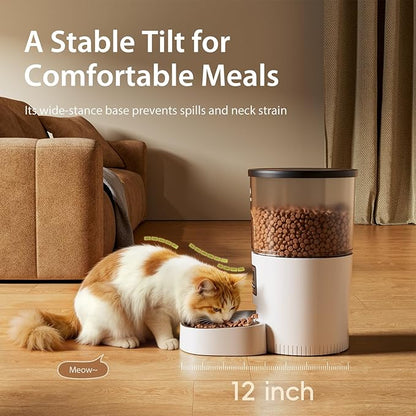 IMIPAW Automatic Cat Feeder, 3L Timed Pet Dry Food Dispenser with Clog-Free Design, Programmable, Dual Power Supply, Desiccant Bags, Auto Feeder for Cats, 1-6 Meals Per Day, with Stainless Steel