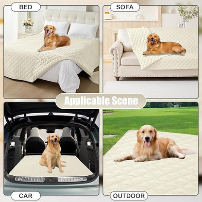 Smiry Waterproof Dog Bed Cover Pet Blanket, Soft Washable Dog Blanket for Furniture Bed Couch Sofa Reversible, Checkered (40"x50", Beige/Beige)