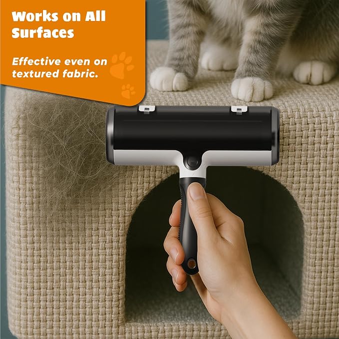 Pet Hair Remover and Reusable Lint Roller - Cat and Dog Hair Remover for Couch, Furniture, Carpet, Clothing and Bedding - Portable, Multi-Surface Fur Removal Tool (Gray)