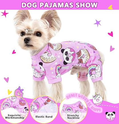 Dog Pajamas Summer Dog Clothes for Small Medium Dogs Boy Girl Pet Pjs Cute Doggie Onesie Breathable Puppy Clothes Soft Stretchy Cat Pet Outfit (Purple, Small)