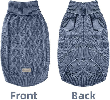 Small Dog Sweater, Soft Knit Dog Clothes for Spring Transition, Lightweight Puppy Outfit for Pomeranian, Yorkie, Chihuahua; Stylish Doggy Apparel for Spring Morning Walks (Dark Blue, M)