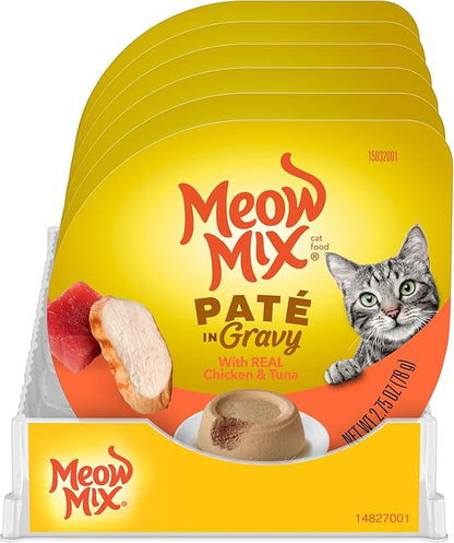 Meow Mix Pate in Gravy with Real Chicken & Tuna Wet Cat Food, 2.75 Ounce (Pack of 12)
