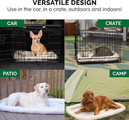 Furhaven Dog Bed for Large Dogs, 100% Washable, Sized to Fit Crates - Sherpa Fleece Bolster Crate Pad - Cream, Extra Large/XL