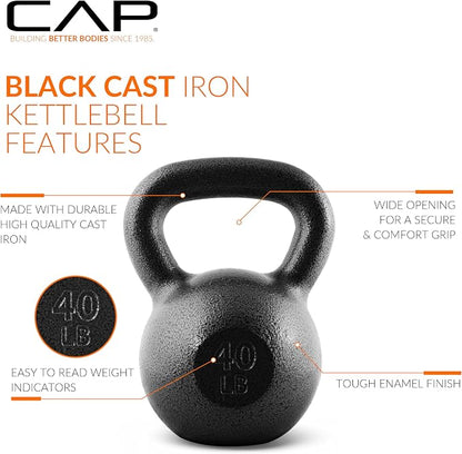 CAP Barbell Cast Iron Kettlebell - Singles and Sets, Multiple Weight Choices