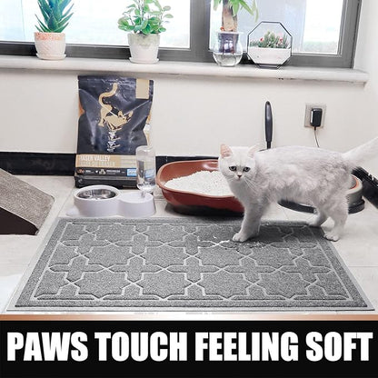Yimobra Cat Litter Mat, 47"x36" Litter Box Mat with Litter Lock Mesh, Soft Cat Litter Mat Litter Trapping Mat, Easy to Clean, Non-Slip, Water Resistant, Litter Free Floors, Grey