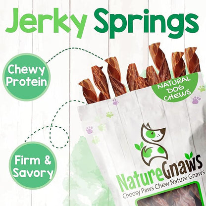 Nature Gnaws Beef Gullet Springs for Dogs 7-8" (12 Count) - Natural Beef Jerky Stick Dog Chew Treats - Rawhide Free