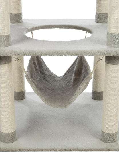 TRIXIE Abby 63.5" Cat Tower, 4-Level Sisal & Plush Cat Tree, Cat Scratcher, Condo, Hammock, Platforms Dangling Cat Toy