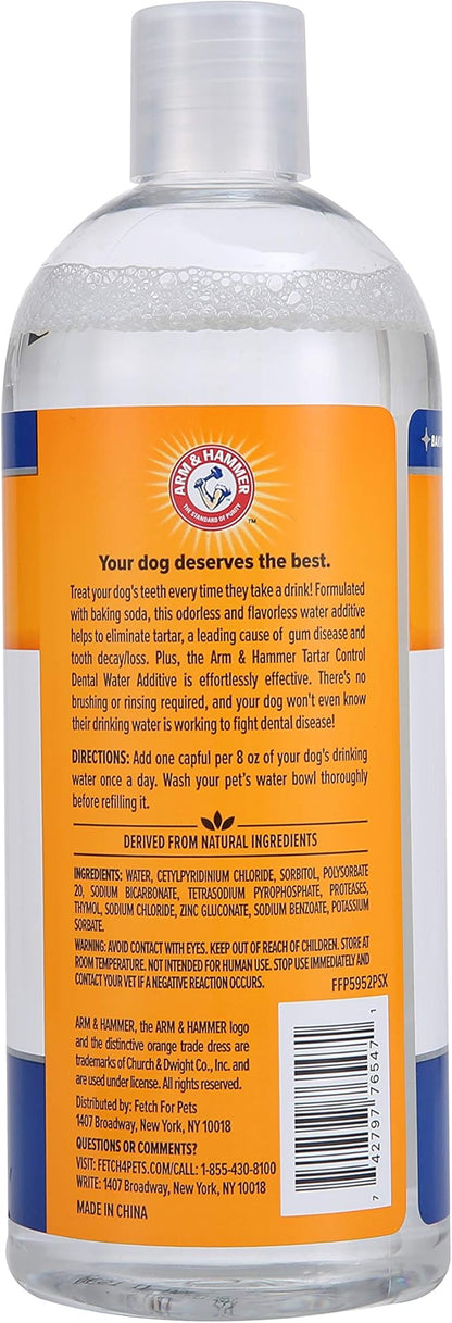Arm & Hammer Dog Water Additive Dental Care - Bad Breath Eliminator for Dogs & Dog_Breath Freshener - Dog_Tooth Plaque Cleaner & Dog Tartar Remover - 16 Fl Oz Dental Rinse for Dogs (Pack of 2)