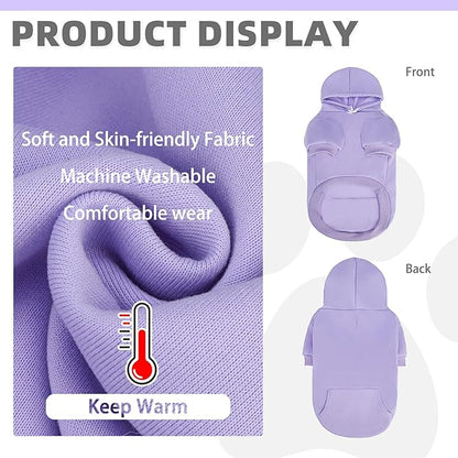 KOOLTAIL Dog Hoodie for Large Medium Small Dogs,Soft&Warm Pet Sweater with Leash Hole and Pocket Boy Girl, Puppy Fall Winter Jacket Clothes,French Pitbull Cold Weather Coat Sweatshirt,Lavender SM