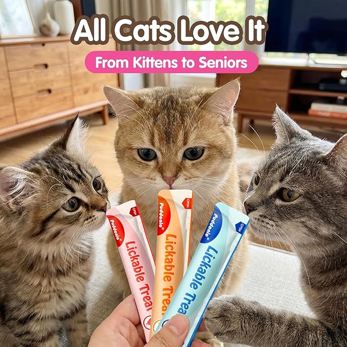 Lickable Cat Treats, High-Meat Puree, Grain & Gum Free, High Protein, No Additives, 0.5oz Tubes (Pack of 72)