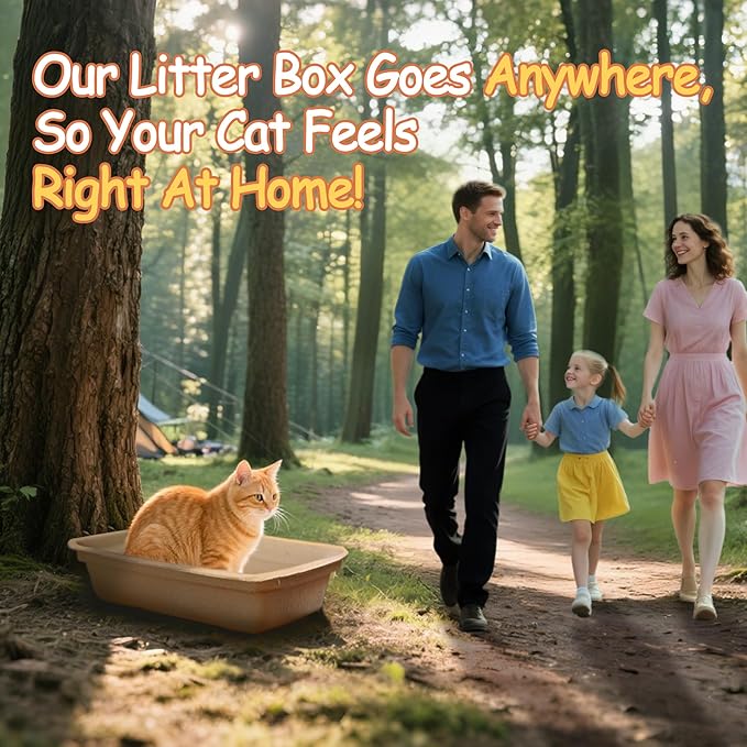 Disposable Litter Boxes for Cats Leak-Proof: 6-Pack Odor Control Sustainable Large Kitty Tray for Travel/Indoor Use