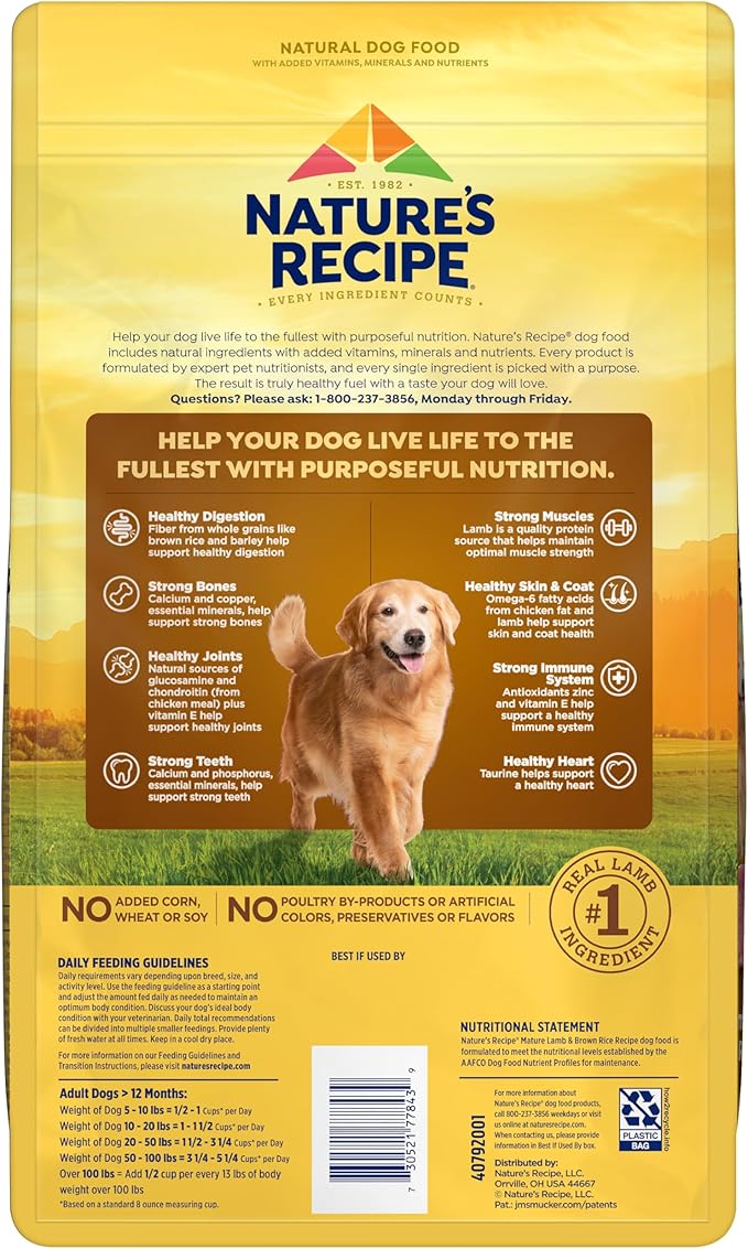 Nature's Recipe Mature Lamb & Brown Rice Recipe Dry Dog Food, 4 lb. Bag