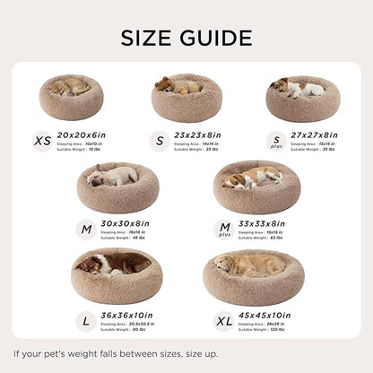 Bedsure Calming Dog Bed for Extra Large Dogs - Donut Washable Large Pet Bed, 45 inches Anti-Slip Round Fluffy Plush Faux Fur Dog Bed, Fits up to 120 lbs Pets, Camel