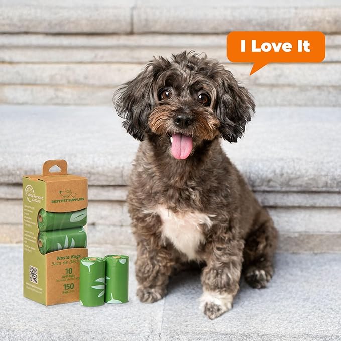 Best Pet Supplies Dog Poop Bags for Waste Refuse Cleanup, Doggy Roll Replacements for Outdoor Puppy Walking and Travel, Leak Proof and Tear Resistant, Thick Plastic - Green (Scented), 150 Bags