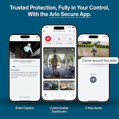 Arlo Pro Security Camera 2K HDR (6th Gen, 2025 Release) - Wireless Outdoor Camera, Rechargeable Removeable Battery, Emergency Response, 1-Month Trial of Secure Plan, 4 Cam, White, Motion Alert