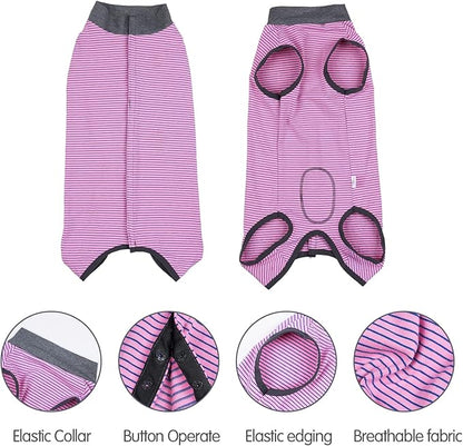 Dotoner Dog Recovery Suit Abdominal Wound Puppy Surgical Clothes Post-Operative Vest Pet After Surgery Wear Substitute E-Collar & Cone(M,Pink)