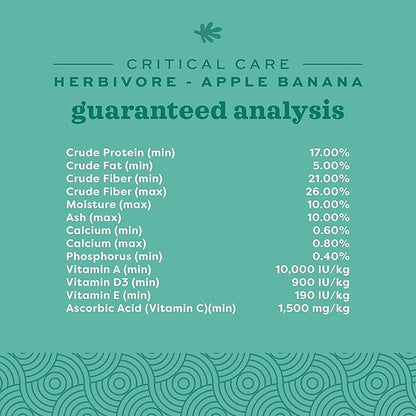Oxbow Critical Care Herbivore, Emergency Guinea Pig Food, Rabbit Food for Recovery, Natural Apple Banana Flavor, Critical Care for Guinea Pig Emergency Kit, Made in USA, 141 Grams