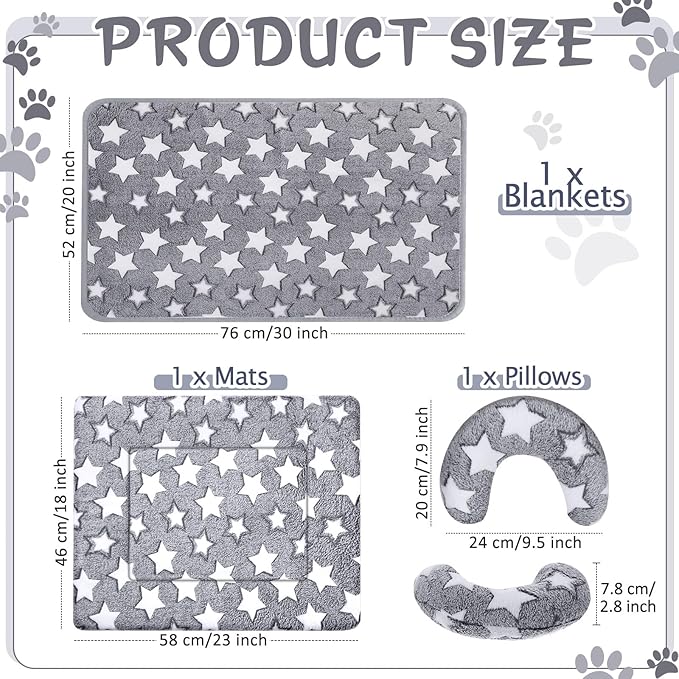Namalu Pet Bed Mats with Puppy Dog Blankets and Pillows for Cats Puppy Bed Warm Sleep Mat Fleece Blanket Fluffy Pet Calming Toy Half Donut U Shaped Neck Pillow for Small Dogs and Cats