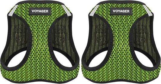Voyager Step-in Air Dog Harness - All Weather Mesh, Reflective, No Pull Harness for Small, Medium Dogs, Cats - Secure with Hook & Loop Fastener, Buckle, Double D-Rings - Lime Green 2-Tone, XS