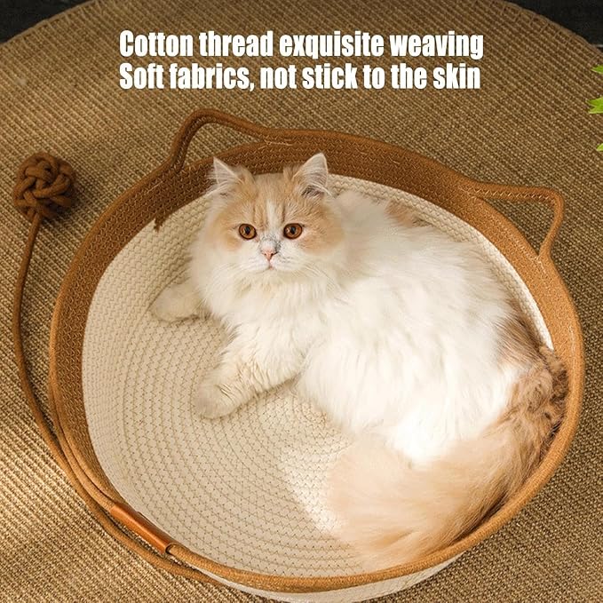 Pet Bed for Cats and Dogs Pet Nest Beds for Indoor Cat Puppies Small Pets Wicker Pet Litter with Handle Cozy Cat Litter Pet Accessories
