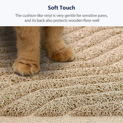 WePet Cat Litter Box Mat(No. 02-2), Kitty Premium PVC Pad, Durable Trapping Rug, Phthalate Free, Urine-Resistant, Scatter Control, XXL 47 x 36, Beige