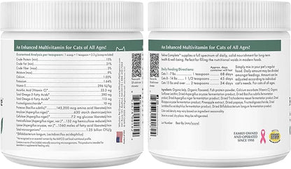Wholistic Pet Organics Feline Complete - 8 Oz - Multivitamin & Probiotic Powder for Cats - Natural Cat Food & Digestive Support - 75 Scoops