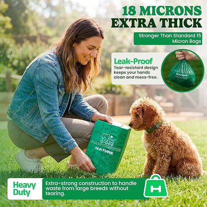4 ROLLS Dog Poop Bags – 60 bags, Value Pack, Extra-Thick 18 Micron, Leak-Resistant, Strong & Durable for Dogs & Cats, Light Baby Powder Scent – PAWTHENTIC NATURE