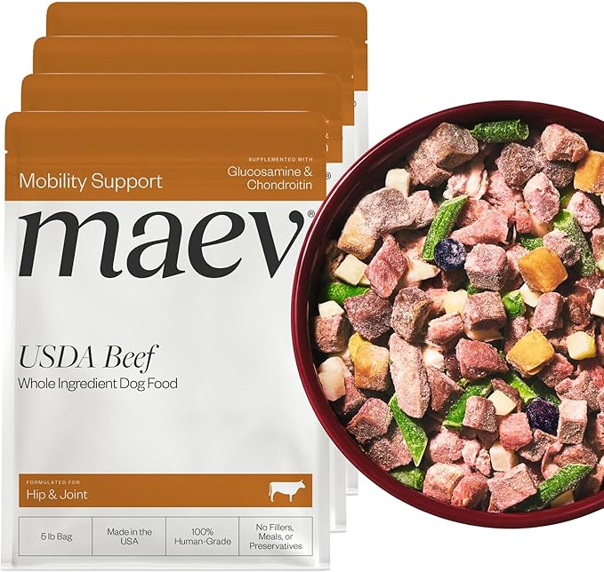 Maev Human-Grade Beef Dog Food, Hip & Joint Formula, Whole Ingredient, Gluten-Free, High Protein Puppy & Dog Food, 20 lb