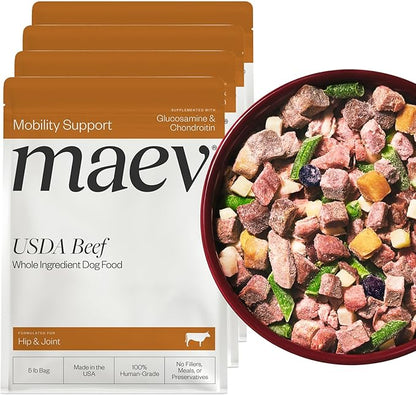 Maev Human-Grade Beef Dog Food, Hip & Joint Formula, Whole Ingredient, Gluten-Free, High Protein Puppy & Dog Food, 20 lb