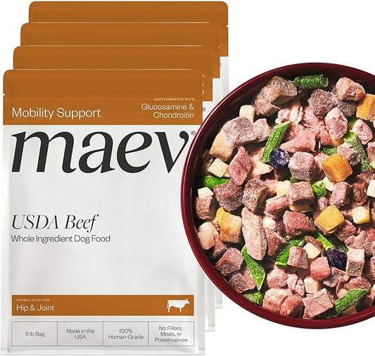 Maev Human-Grade Beef Dog Food, Hip & Joint Formula, Whole Ingredient, Gluten-Free, High Protein Puppy & Dog Food, 20 lb