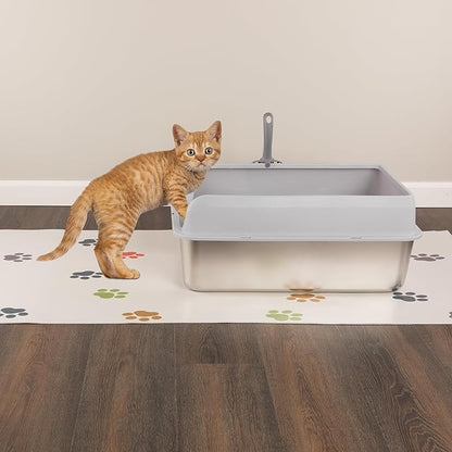 Stainless Steel Cat Litter Box with Lid - Large Litter Box with High Sides and Scoop Included - Easy to Clean, Leak-Proof, Anti-Odor Litterbox for Medium to Large Sized Cats - Pet Supplies by PETMAKER