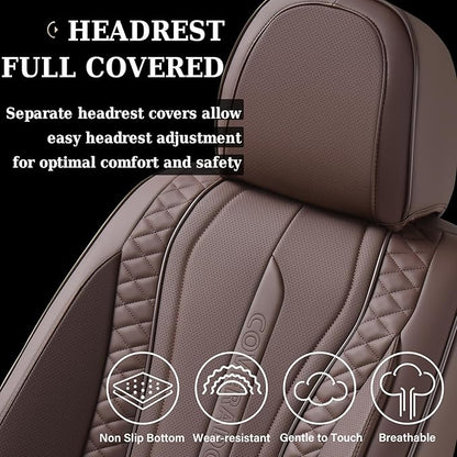 Coverado Car Seat Covers, Front Seat Cover 2-Pack, Faux Leather Waterproof Seat Covers, Car Seat Protectors,Driver Seat Covers Automotive Seat Covers Accessories Universal Fit Most Vehicles Coffee